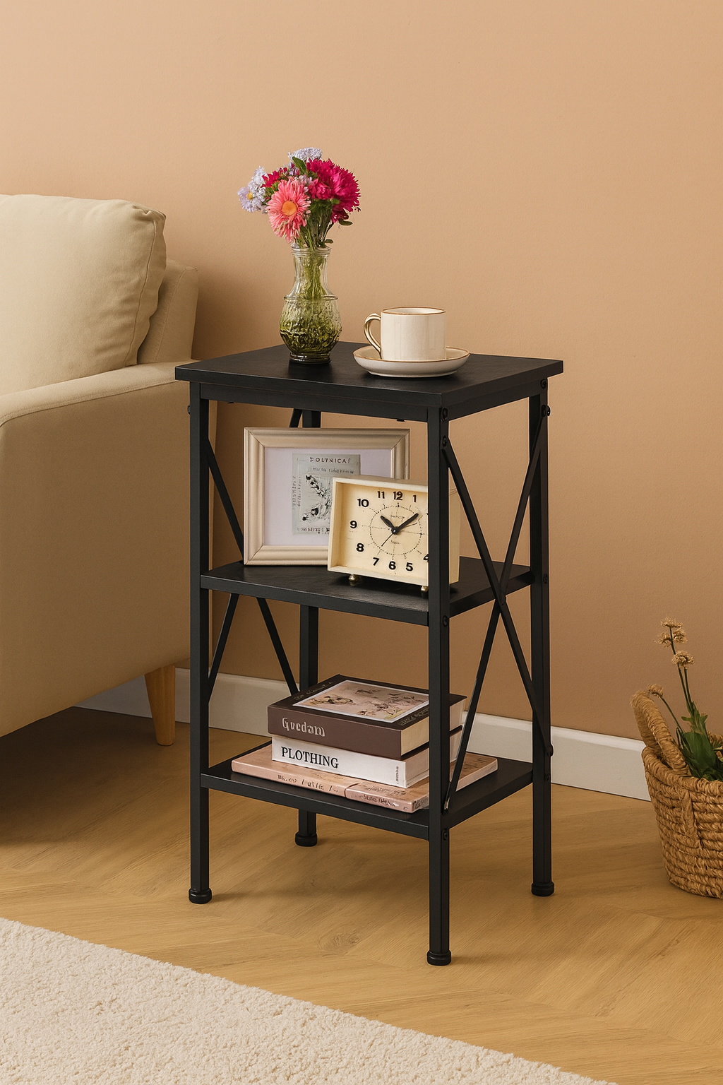Modern 3-Tier End Table with Circular Base Design